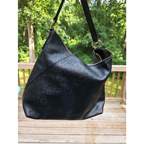 Michael Kors Karson Large Pebbled Leather Shoulder Bag  Black Purse Gold Hardwar - Picture 4 of 15